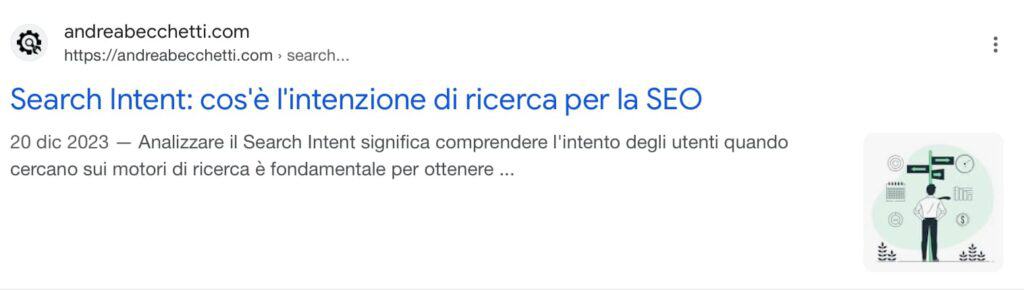 esempio di rich snippet con immagine in evidenza