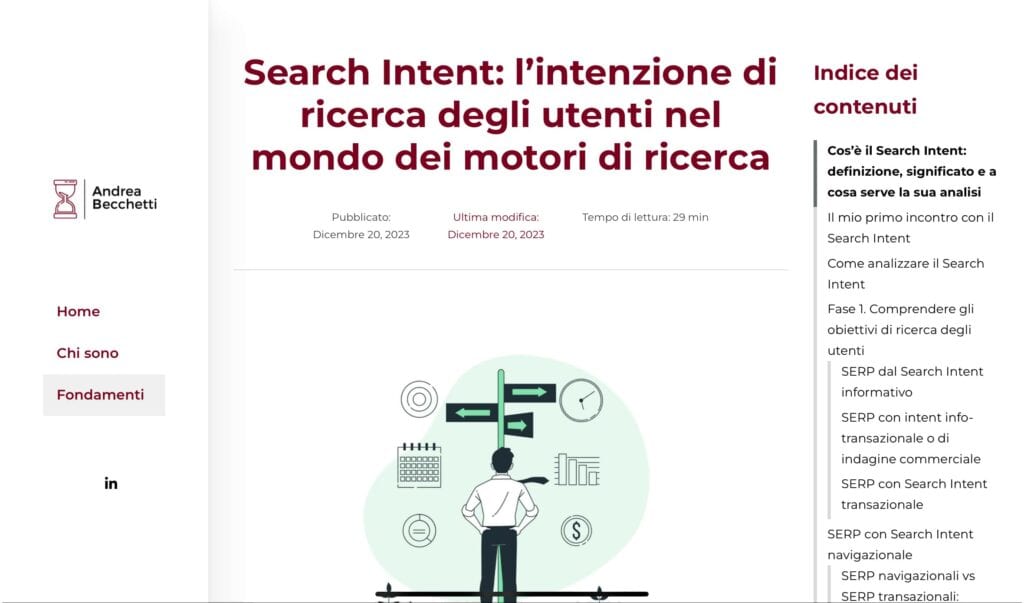 esempio di contenuto above the fold