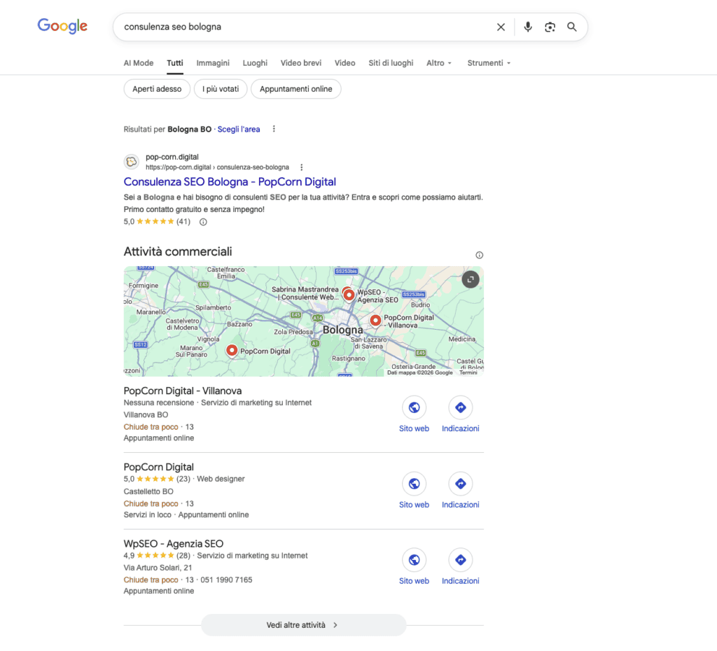 serp e local pack google