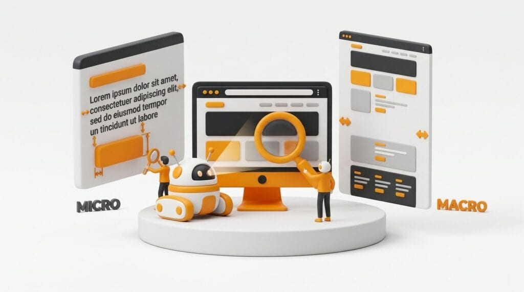 Micro e macro spazio bianco in una pagina web: interlinea e margini interni dentro i componenti, stacchi tra le sezioni